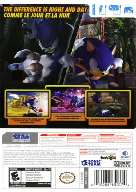 Sonic Unleashed box cover back